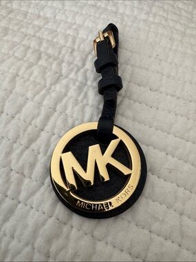 Michael Kors Logo Bag Charm Dark Navy Blue with Gold Tone